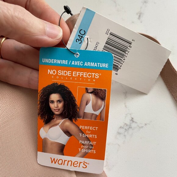Warner's No Side Effects Collection Underwire Nylon T Shirt Bra Taupe 34C NWT - Picture 7 of 11